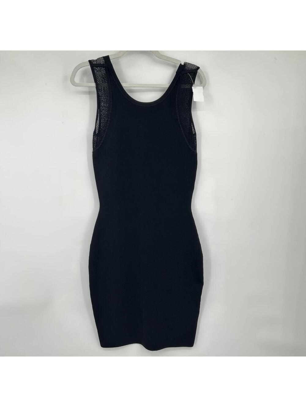 Women's Diane Von Furstenberg Moscow Mesh Y2K Bandage Bodycon Black Dress Small